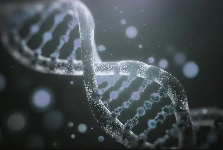 DNA ka microscopic view aur genetic research illustration