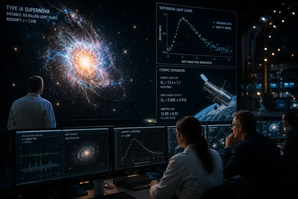 1998 में सुपरनोवा के अध्ययन से डार्क एनर्जी (Dark Energy) की खोज